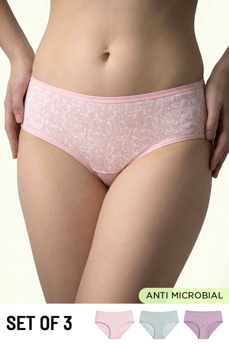 Buy Zivame Medium Rise Full Coverage Hipster Panty (Pack of 3) - Multicolor
